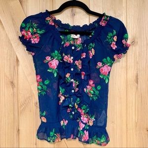 Ruffle front floral top